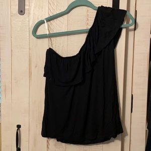 Black shirt- one shoulder with ruffle